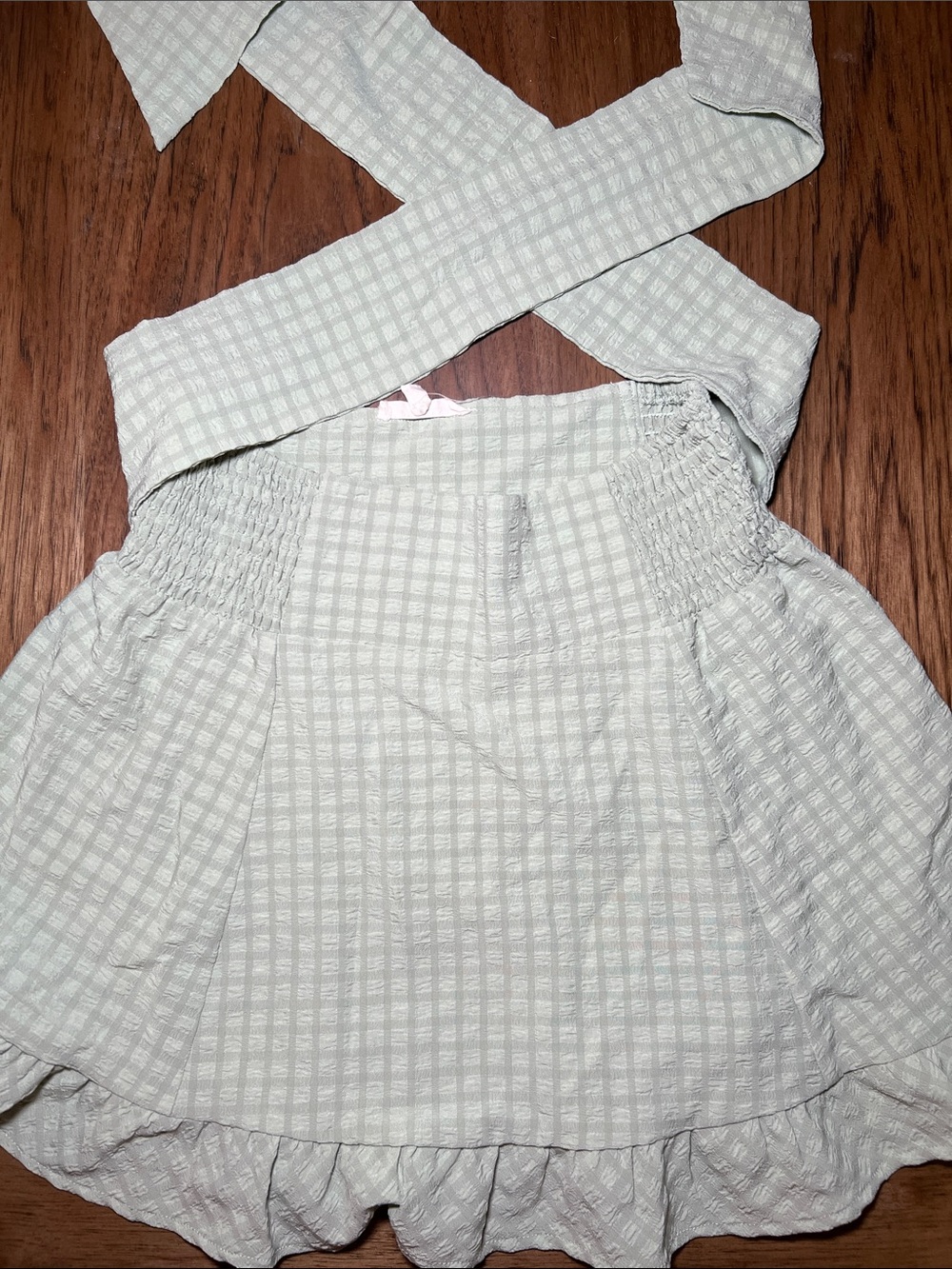 Women's Light Sage Tie Waist Smocked Skirt